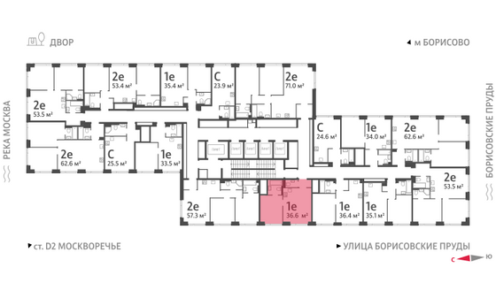 Продажа 1-комнатной квартиры 36,6 м², 35/52 этаж