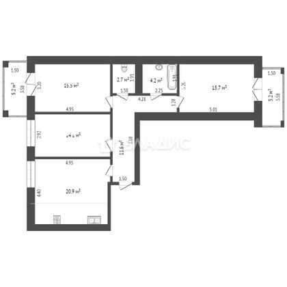 Продажа 3-комнатной квартиры 95 м², 5/8 этаж