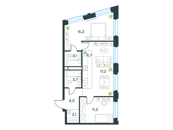 Продажа 3-комнатной квартиры 62,5 м², 26/26 этаж