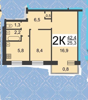 Продажа 2-комнатной квартиры 41 м², 5/5 этаж