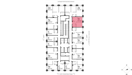 Продажа 1-комнатной квартиры 35,5 м², 13/43 этаж