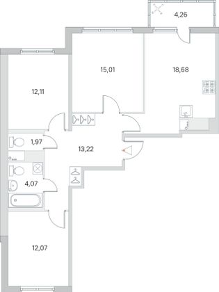 Продажа 3-комнатной квартиры 78,4 м², 7/8 этаж