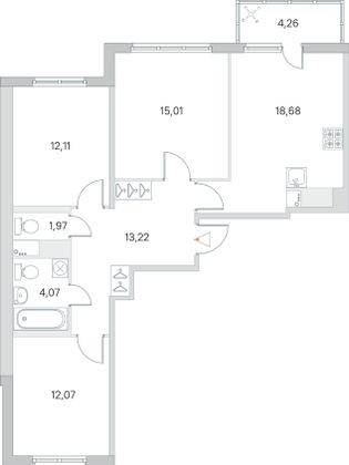 Продажа 3-комнатной квартиры 78,4 м², 8/8 этаж