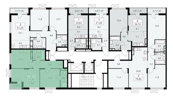 Продажа 2-комнатной квартиры 51,6 м², 14/16 этаж