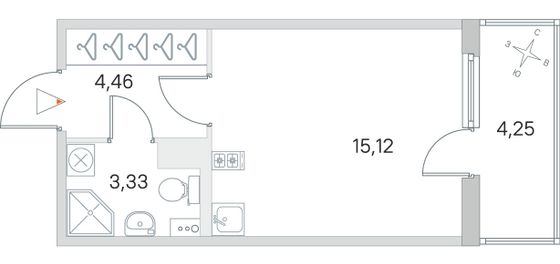 Продажа квартиры-студии 24,2 м², 2/4 этаж