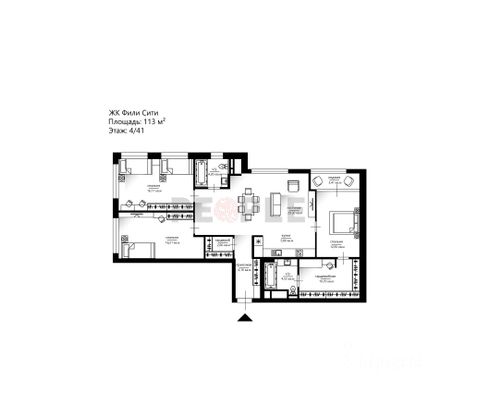 Продажа 3-комнатной квартиры 113 м², 4/41 этаж