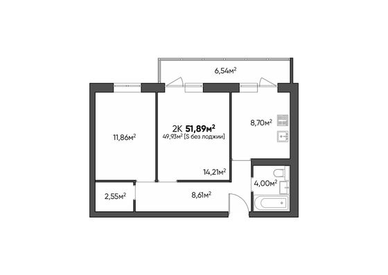 Продажа 2-комнатной квартиры 51,9 м², 1/9 этаж