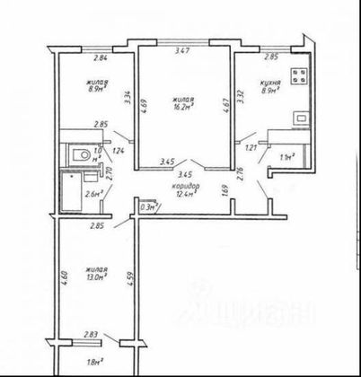 Продажа 3-комнатной квартиры 60 м², 3/9 этаж