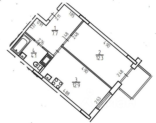 Продажа 1-комнатной квартиры 37 м², 11/11 этаж