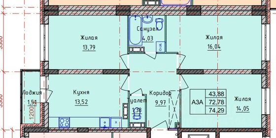 Продажа квартиры-студии 74,3 м², 4/8 этаж