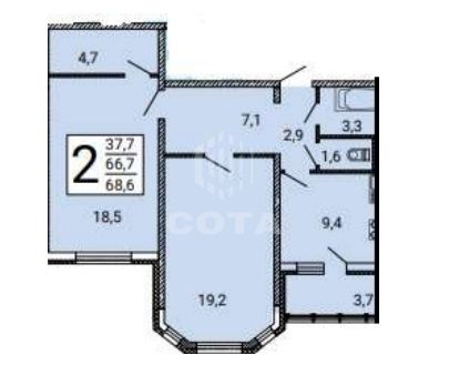 Продажа 2-комнатной квартиры 70 м², 8/20 этаж