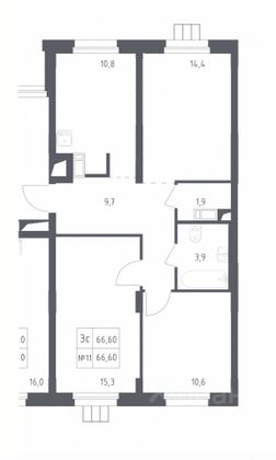 Продажа 3-комнатной квартиры 67 м², 11/17 этаж