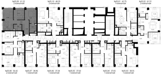 Продажа 2-комнатной квартиры 61,2 м², 5/48 этаж