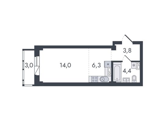 Продажа квартиры-студии 31,5 м², 2/16 этаж