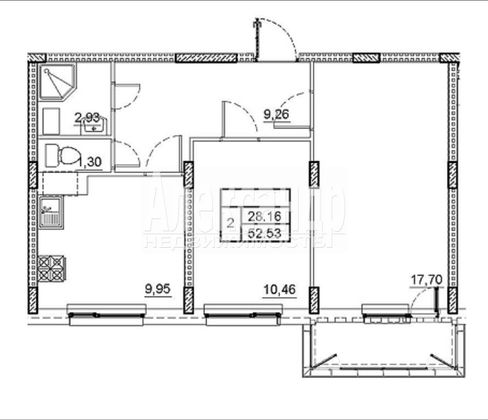 Продажа 2-комнатной квартиры 52,5 м², 4/4 этаж