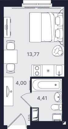 Продажа квартиры-студии 22,2 м², 19/24 этаж