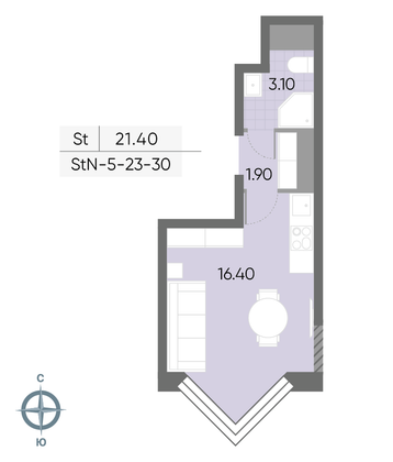 Продажа квартиры-студии 21,4 м², 30/30 этаж