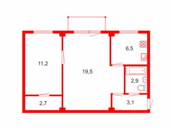 Продажа 2-комнатной квартиры 46,5 м², 4/5 этаж