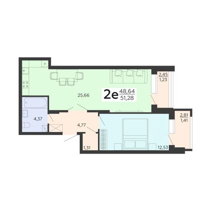 Продажа 2-комнатной квартиры 51,3 м², 18/18 этаж