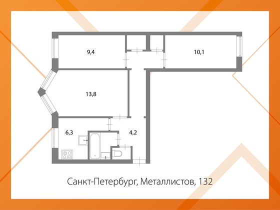 Продажа 3-комнатной квартиры 55,1 м², 5/5 этаж