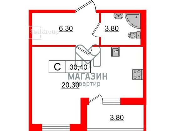 Продажа квартиры-студии 30,4 м², 2/10 этаж