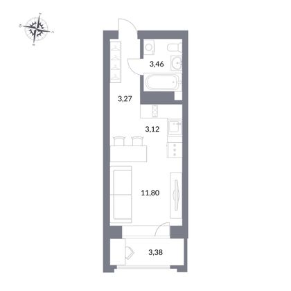 21,6 м², студия, 20/27 этаж