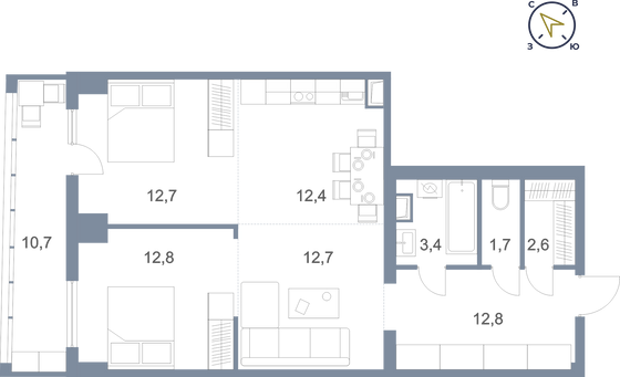 Продажа 1-комнатной квартиры 81,8 м², 24/25 этаж