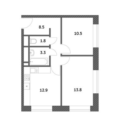 Продажа 2-комнатной квартиры 50,8 м², 8/19 этаж