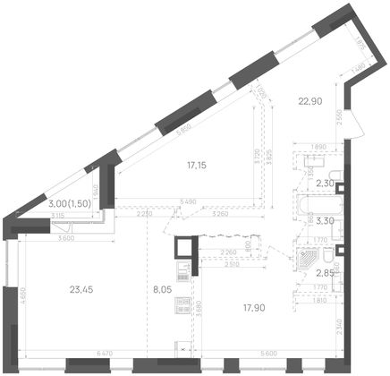 99,4 м², 2-комн. квартира, 7/18 этаж