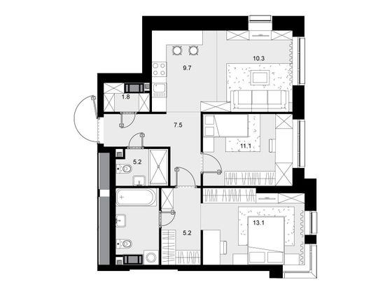 Продажа 2-комнатной квартиры 67,1 м², 15/28 этаж