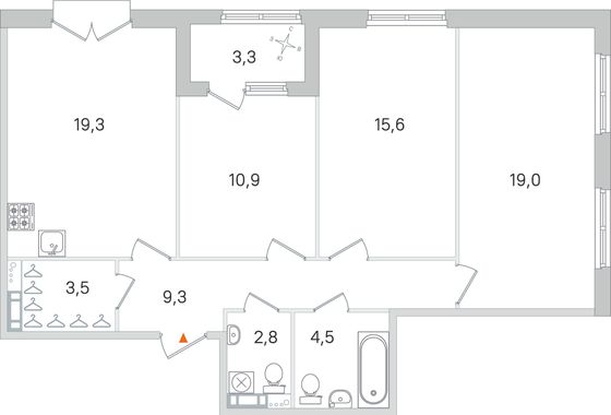 Продажа 3-комнатной квартиры 86,6 м², 2/4 этаж