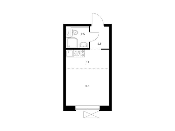 Продажа квартиры-студии 19,9 м², 3/33 этаж