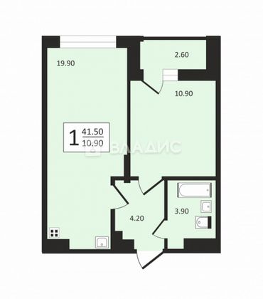 Продажа 1-комнатной квартиры 41,5 м², 14/18 этаж
