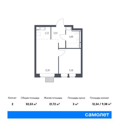 32,5 м², 1-комн. квартира, 17/25 этаж