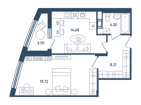 48,8 м², 1-комн. квартира, 6/6 этаж