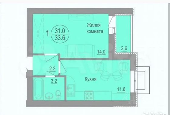 Продажа 1-комнатной квартиры 33 м², 7/10 этаж