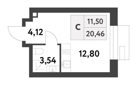 Продажа квартиры-студии 20,5 м², 13/16 этаж