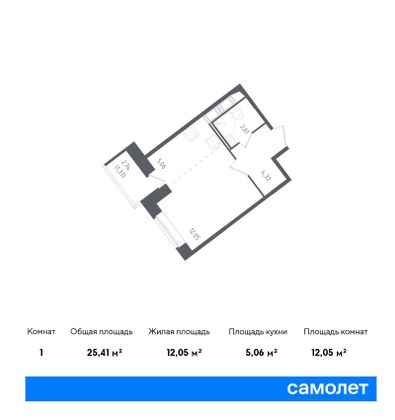 21,1 м², студия, 3/16 этаж