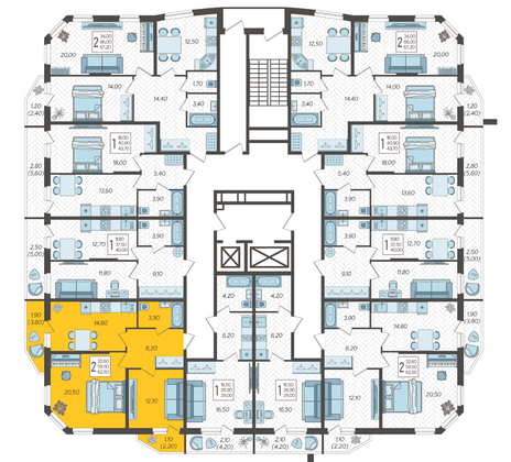 Продажа 2-комнатной квартиры 62,5 м², 3/16 этаж