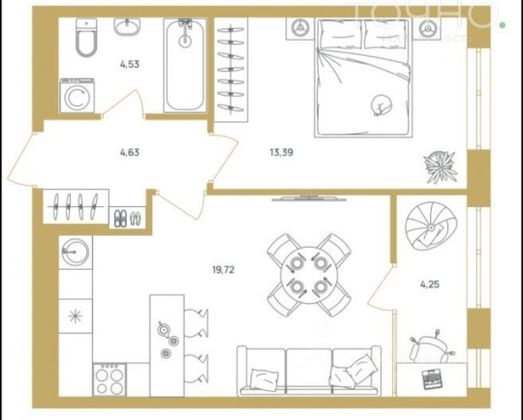 Продажа 1-комнатной квартиры 46,5 м², 7/17 этаж