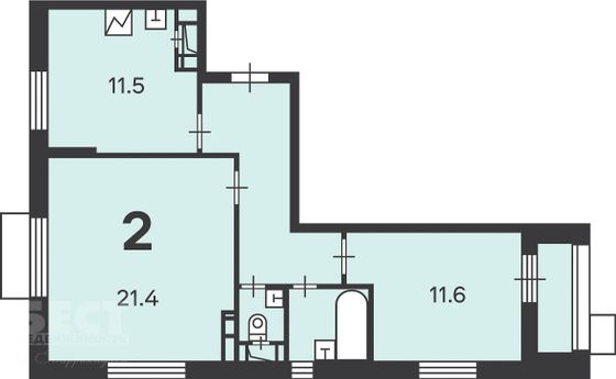 Продажа 2-комнатной квартиры 58,6 м², 2/18 этаж