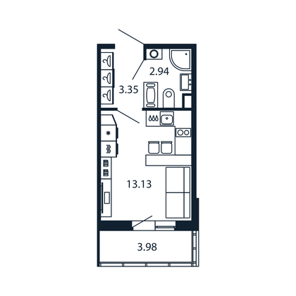 Продажа квартиры-студии 19,2 м², 8/13 этаж