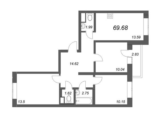 Продажа 4-комнатной квартиры 69,7 м², 9/12 этаж