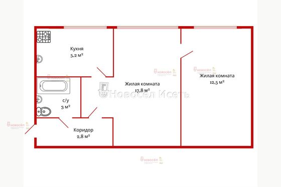 Продажа 2-комнатной квартиры 44 м², 1/4 этаж