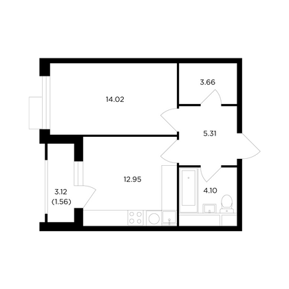Продажа 1-комнатной квартиры 41,6 м², 21/27 этаж