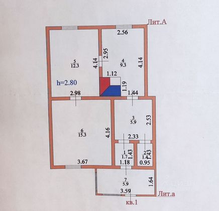 Продажа 2-комнатной квартиры 51,8 м², 1/1 этаж