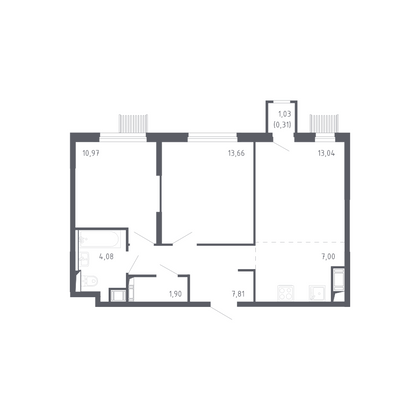 53,1 м², 2-комн. квартира, 4/17 этаж