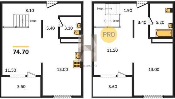 Продажа 3-комнатной квартиры 74,7 м², 24/25 этаж