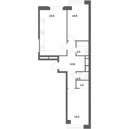 Продажа 2-комнатной квартиры 73,8 м², 11/23 этаж