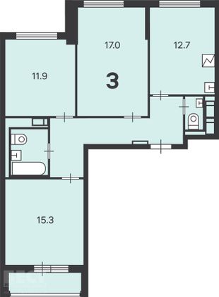 Продажа 3-комнатной квартиры 73,9 м², 2/14 этаж